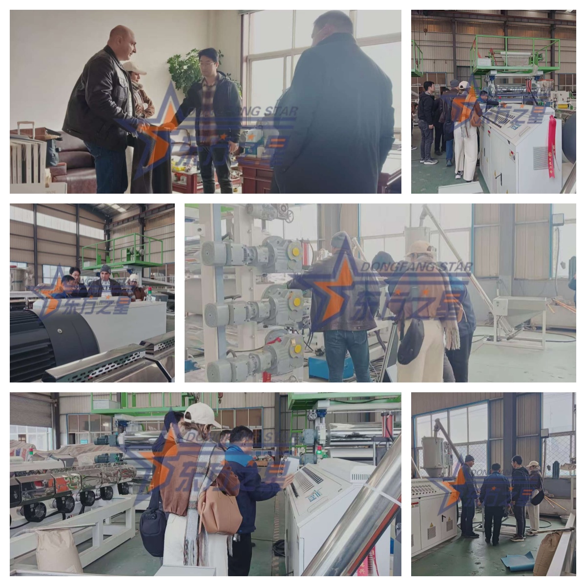 Ispezione del cliente della linea di produzione di membrane impermeabili TPE/SBS di Qingdao EASTSTAR